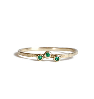 3 Emerald Hammered Ring