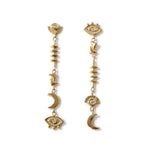 Sunshine Moon and Eye Studs -Long E117YG, E117RG, E117WG