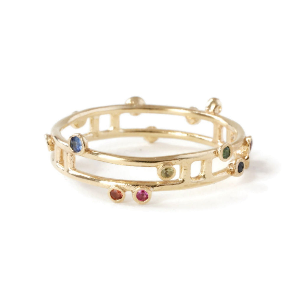 Rainbow Galaxy Double Ring -R936YG-SP