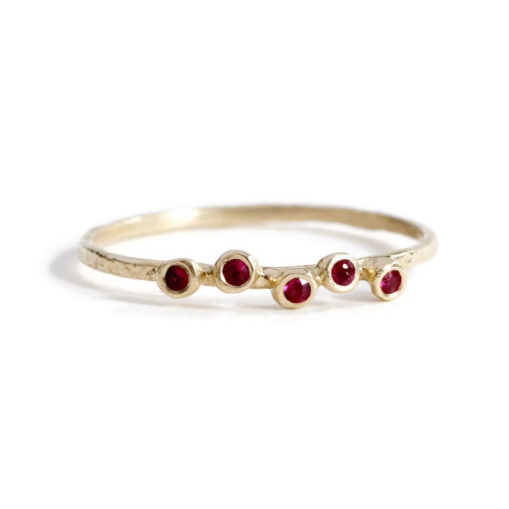 5 Ruby Hammered Ring