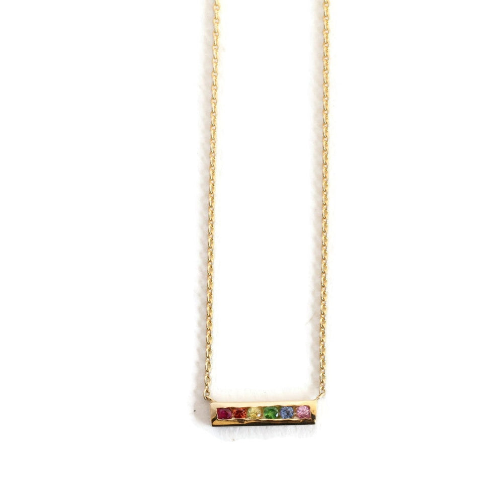 
            
                Load image into Gallery viewer, Rainbow Sapphire Necklace -N157YG, N157RG, N157WG
            
        