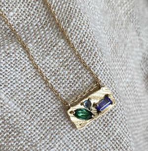 Small Collage Necklace -Lavender Garden -N116YG-3,N116RG-3,N116WG-3