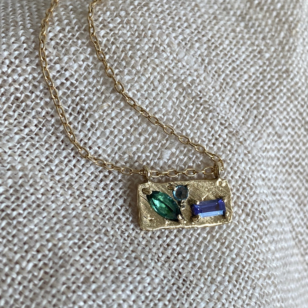 Small Collage Necklace -Lavender Garden -N116YG-3,N116RG-3,N116WG-3