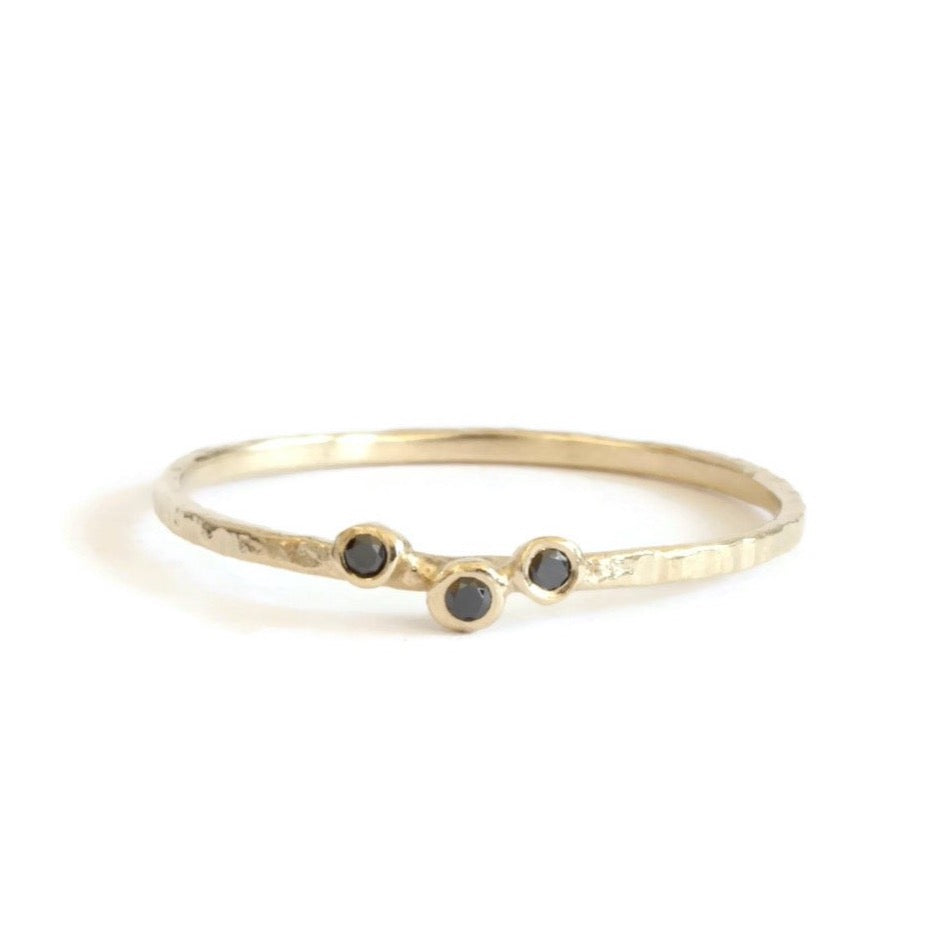 
            
                Load image into Gallery viewer, 3 Black Diamond Hammered Ring
            
        